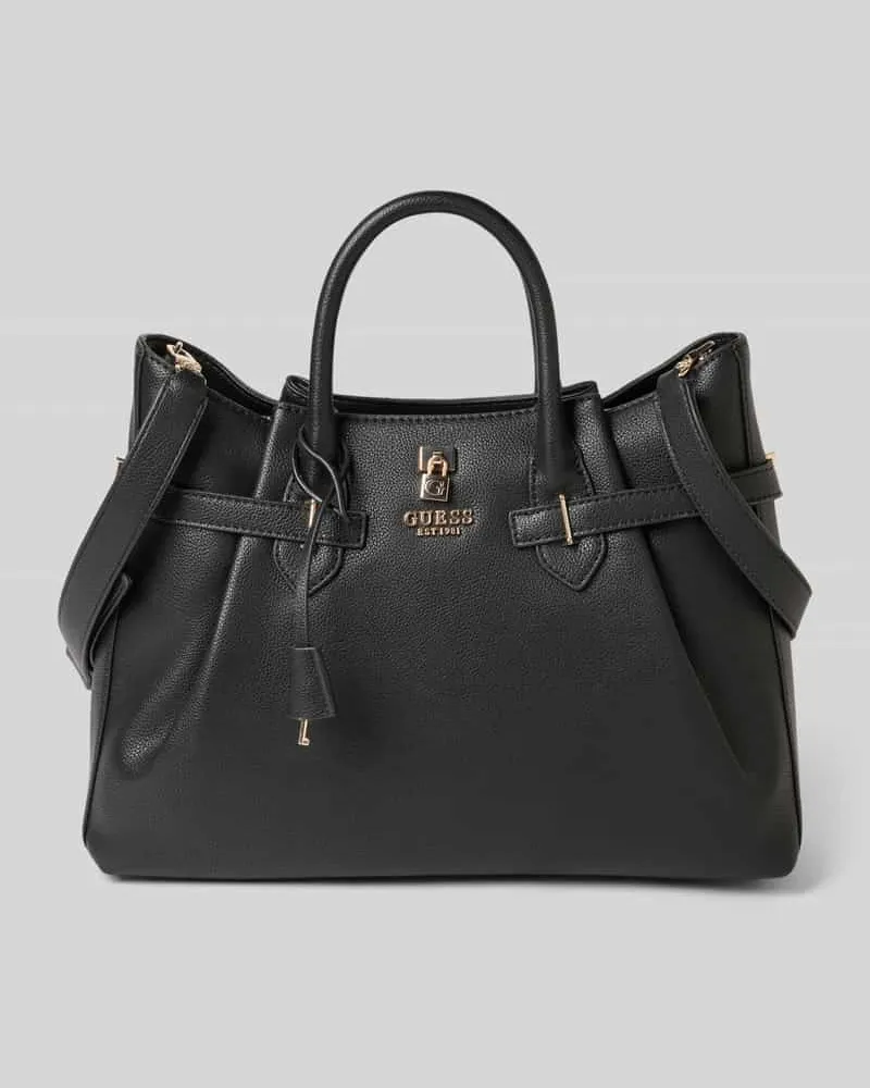 Guess Handtasche in Leder-Optik mit Logo-Applikation Black