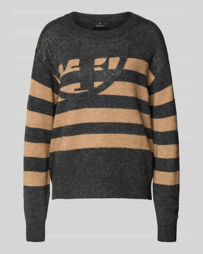 monari Strickpullover mit gerippten Abschlüssen Anthrazit