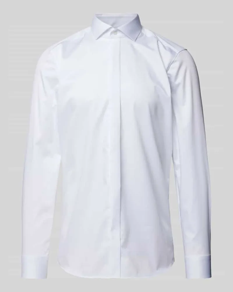 Olymp Body Fit Business-Hemd mit verdeckter Knopfleiste Modell 'Royal Weiss