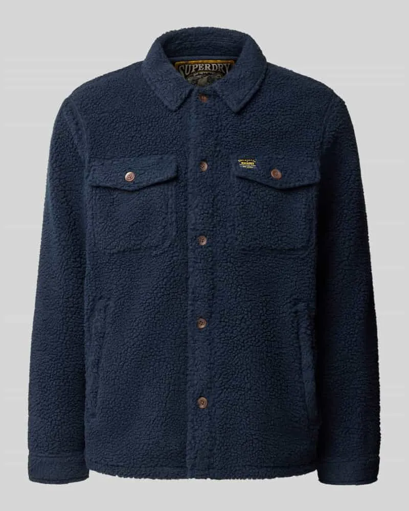 Superdry. Regular Fit Hemdjacke aus Fleece Marine