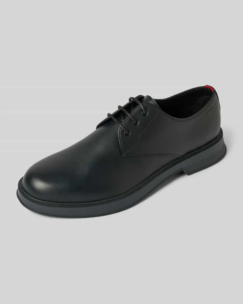 HUGO BOSS Lederderby mit Blockabsatz Modell 'Lenner Black