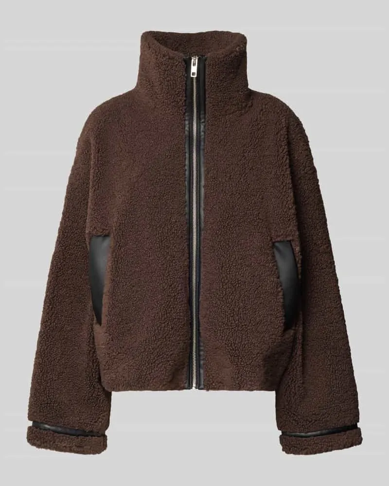 JAKE*S Jacke aus Teddyfell mit Eingrifftaschen Dunkelbraun