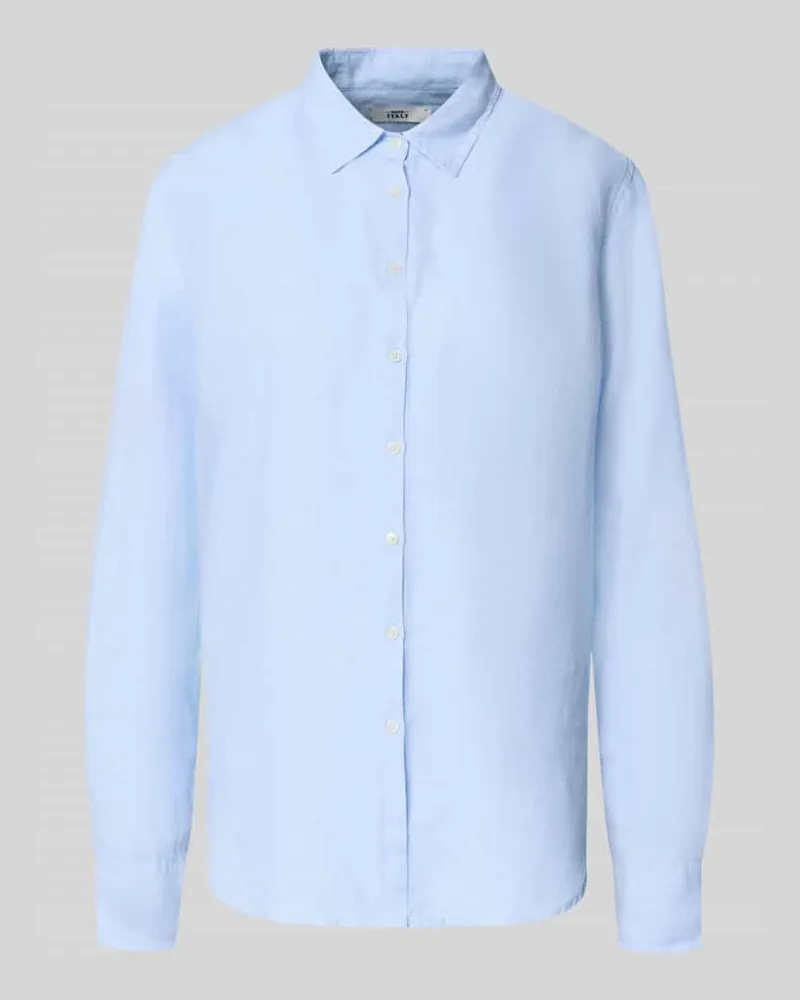 0039 Italy Hemdbluse aus Leinen mit Kentkragen Modell 'MIRA Bleu