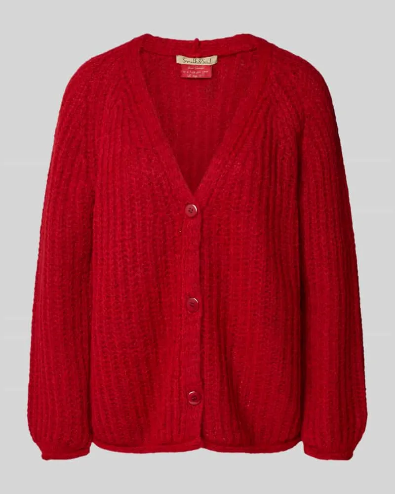Smith & Soul Strickjacke mit V-Ausschnitt und Knopfleiste Rot
