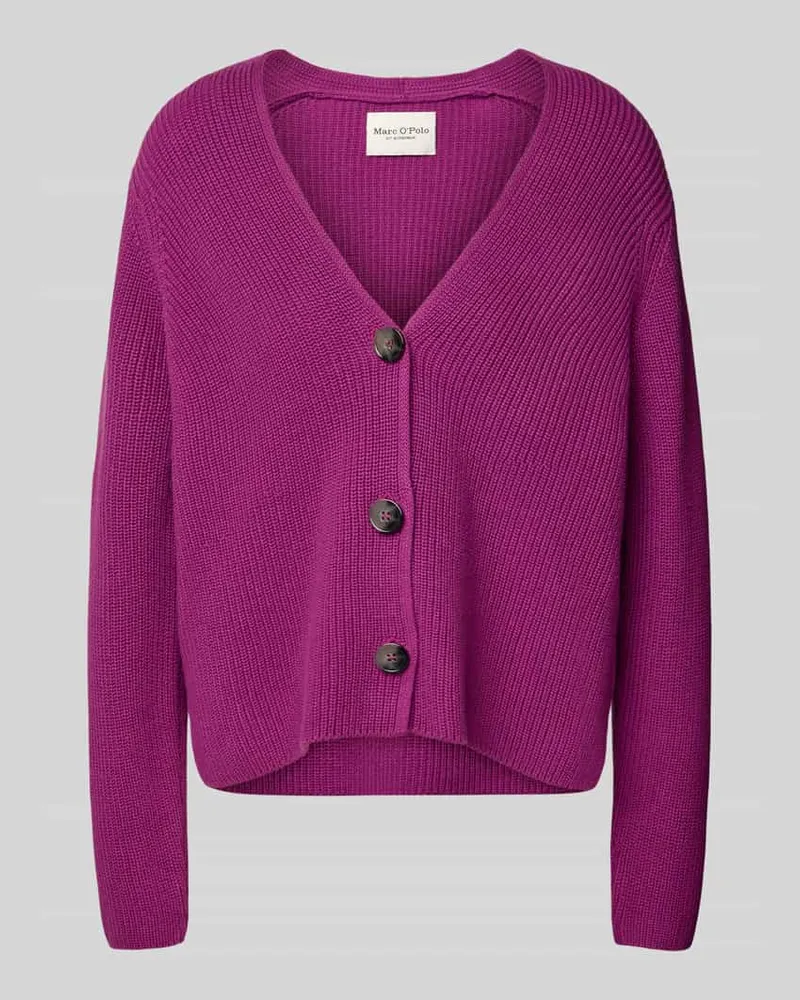 Marc O'Polo Relaxed Fit Strickjacke aus reiner Baumwolle Fuchsia