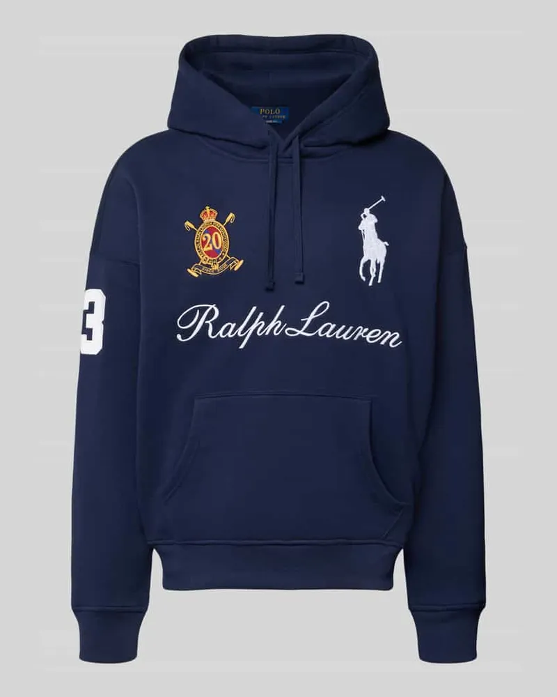 Ralph Lauren Hoodie mit Label-Stitchings und Känguru-Tasche Marine
