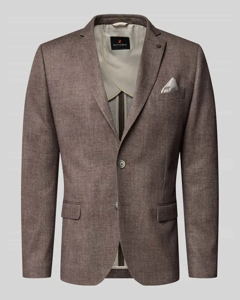 Zuitable Sakko mit Pattentaschen und Einstecktuch Modell 'Nick Mittelbraun