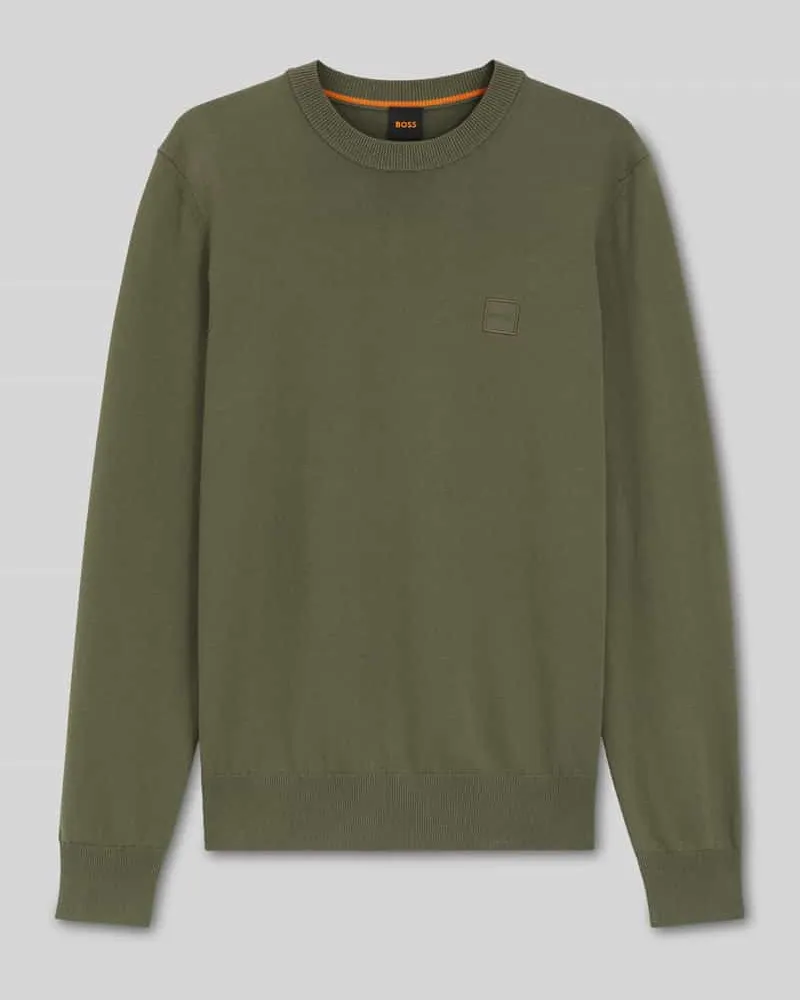 HUGO BOSS Regular Fit Strickpullover aus Baumwoll-Kaschmir-Mix Khaki