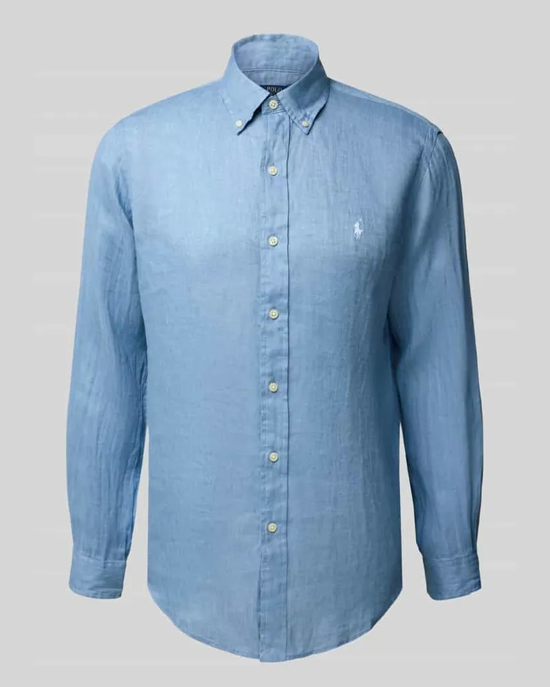 Ralph Lauren Regular Fit Leinenhemd mit Button-Down-Kragen Blau