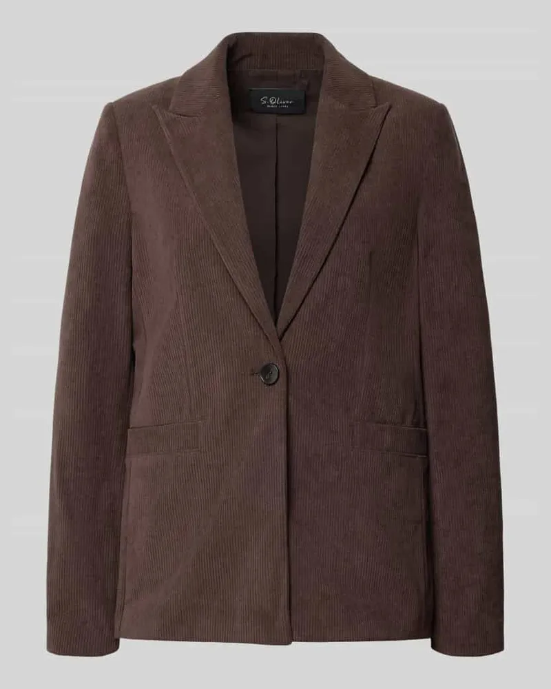 S.Oliver Regular Fit Longblazer mit Cordstruktur Dunkelbraun