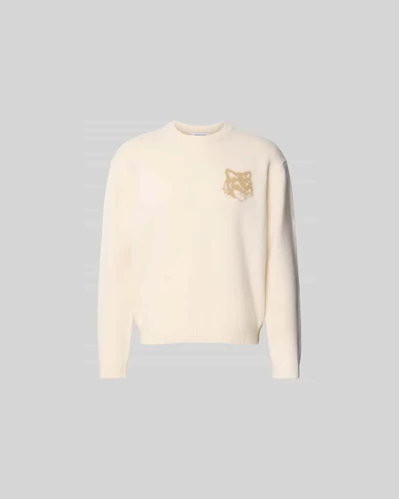 Kitsuné Pullover mit Label-Print Offwhite
