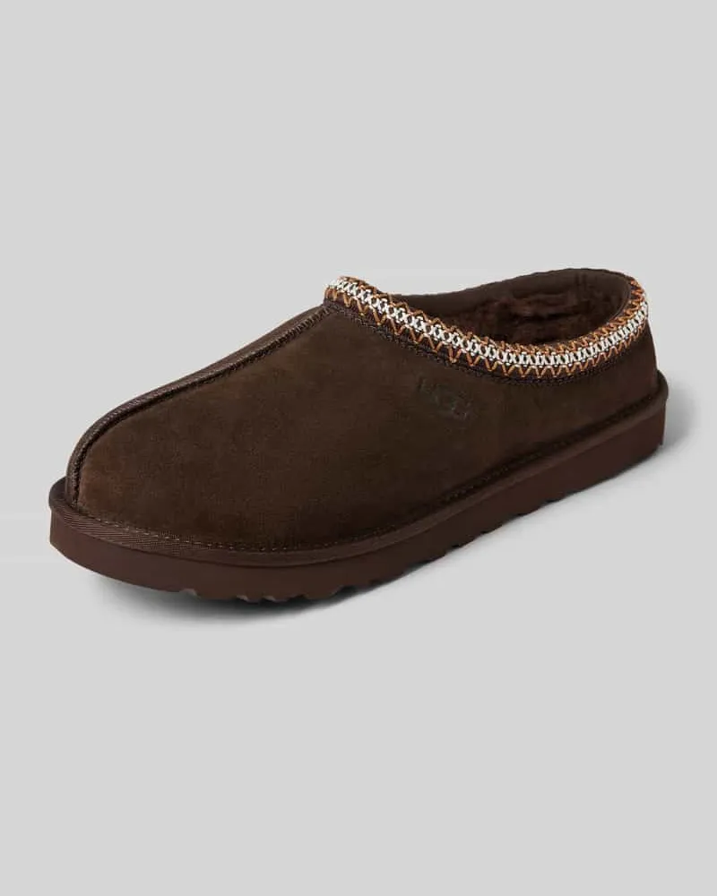 UGG Hausschuhe mit Bordüre Dunkelbraun