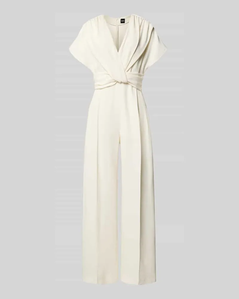 HUGO BOSS Jumpsuit mit V-Ausschnitt Modell 'Debasa Offwhite