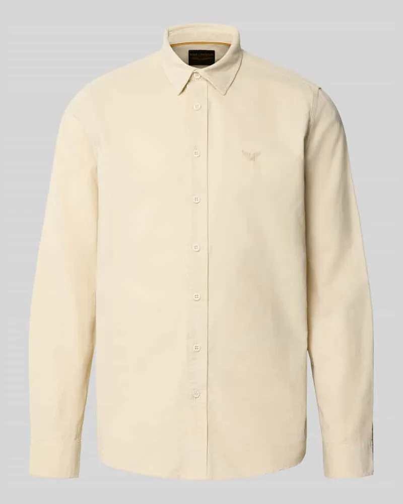 PME Legend Regular Fit Freizeithemd mit Kentkragen und Label-Stitching Offwhite