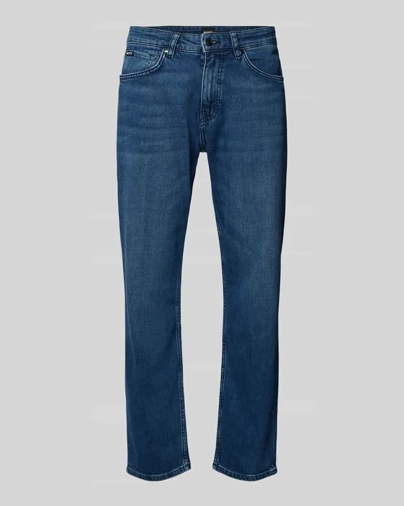 HUGO BOSS Regular Fit Jeans mit Label-Patch Modell 'Re.Maine Blau
