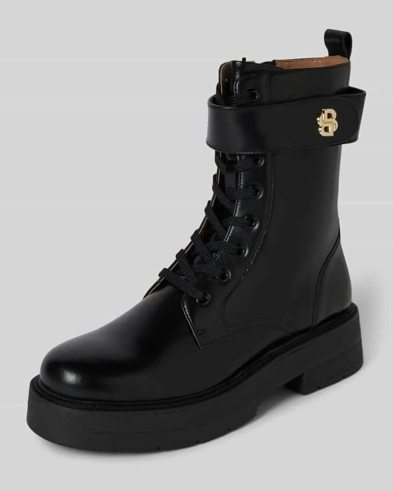 HUGO BOSS Lederboots mit Label-Applikation Modell 'Rebby Black