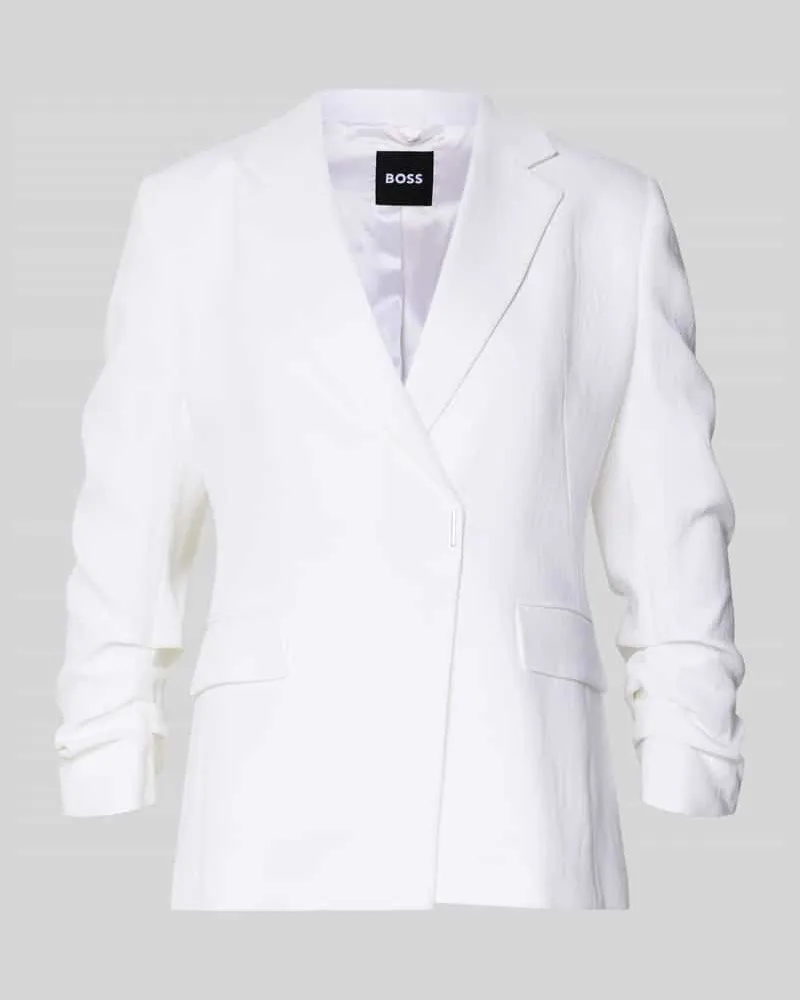 HUGO BOSS Slim Fit Kurzblazer aus Leinen-Viskose-Mix Modell 'JIA8 Weiss