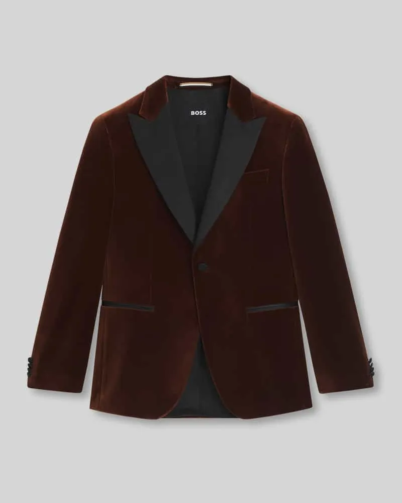 HUGO BOSS Slim Fit Smoking-Jackett aus Baumwoll-Samt Modell 'HUTSON Orange