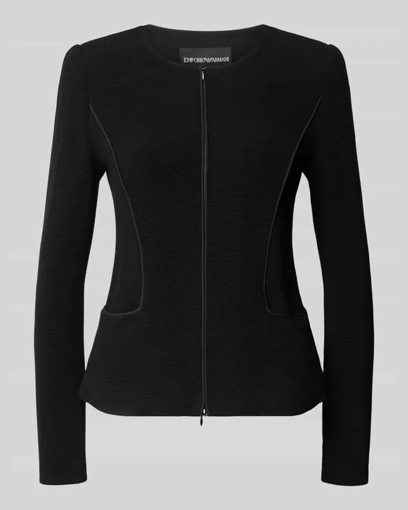 Emporio Armani Slim Fit Blazer aus Viskose-Mix mit Zweiwege-Reißverschluss Black