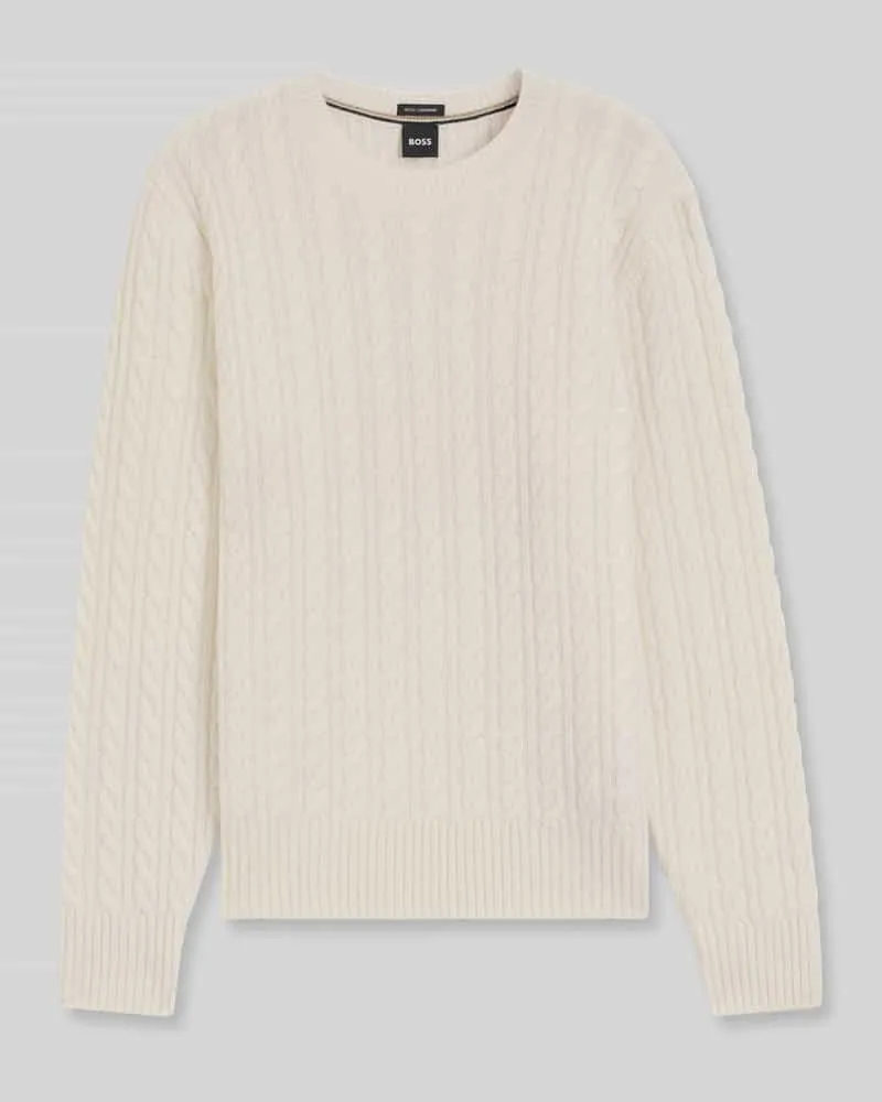 HUGO BOSS Regular Fit Pullover mit Baumwoll-Anteil Modell 'Furlan Offwhite
