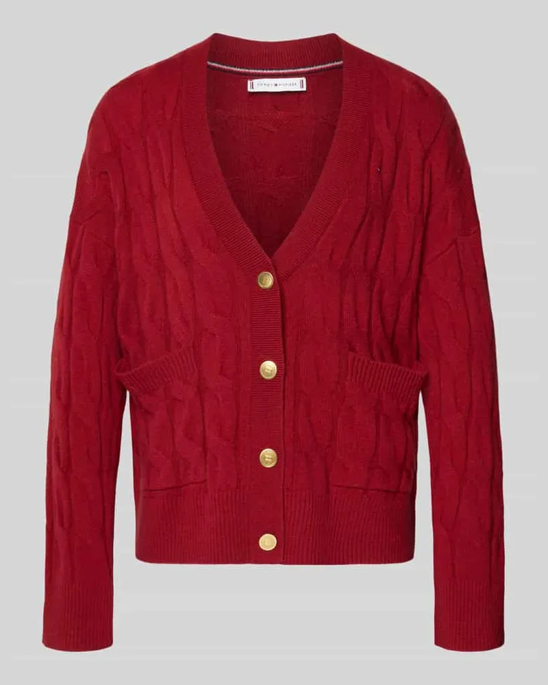 Tommy Hilfiger Oversized Strickjacke aus reiner Wolle Rot