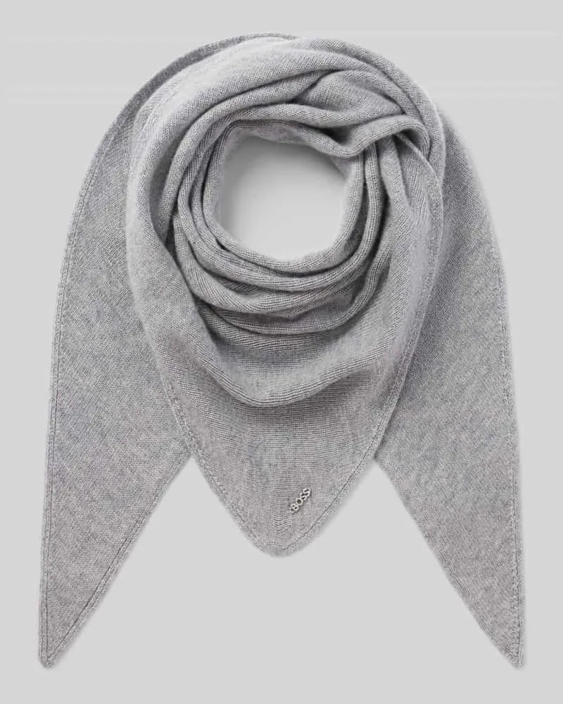 HUGO BOSS Schal aus Wolle-Kaschmir-Mix mit Logo-Detail Mittelgrau