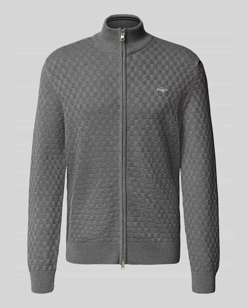 Gant Strickjacke mit Strukturmuster Anthrazit