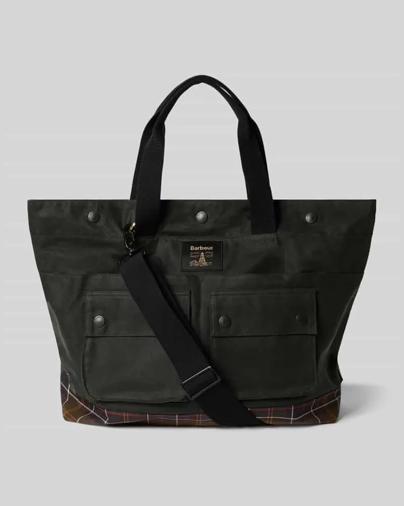 Barbour Henkeltasche mit Label-Patch Modell 'FIELD WAX Oliv