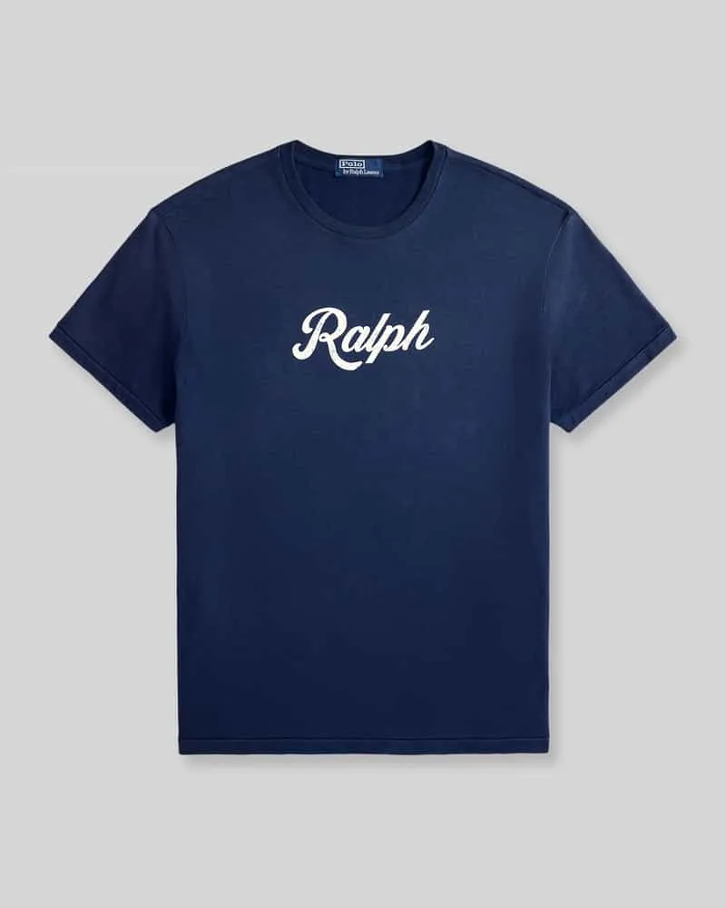 Ralph Lauren Relaxed Fit T-Shirt aus reiner Baumwolle mit Label-Schriftzug Marine