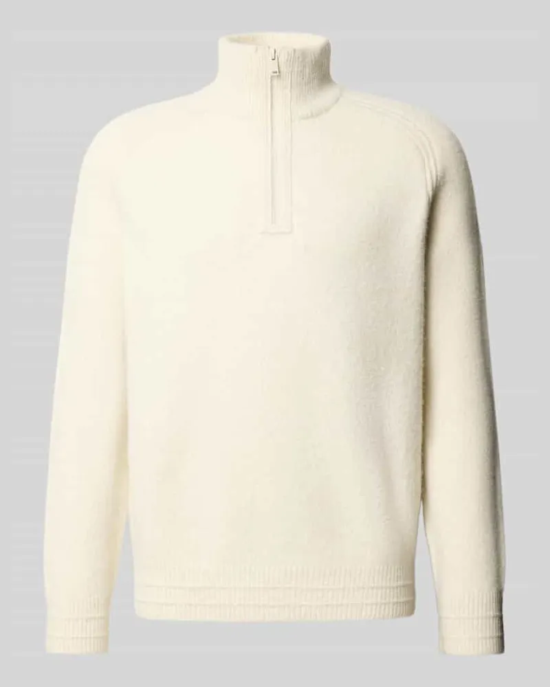 HUGO BOSS Troyer aus Wolle mit Reißverschlusskragen Beige