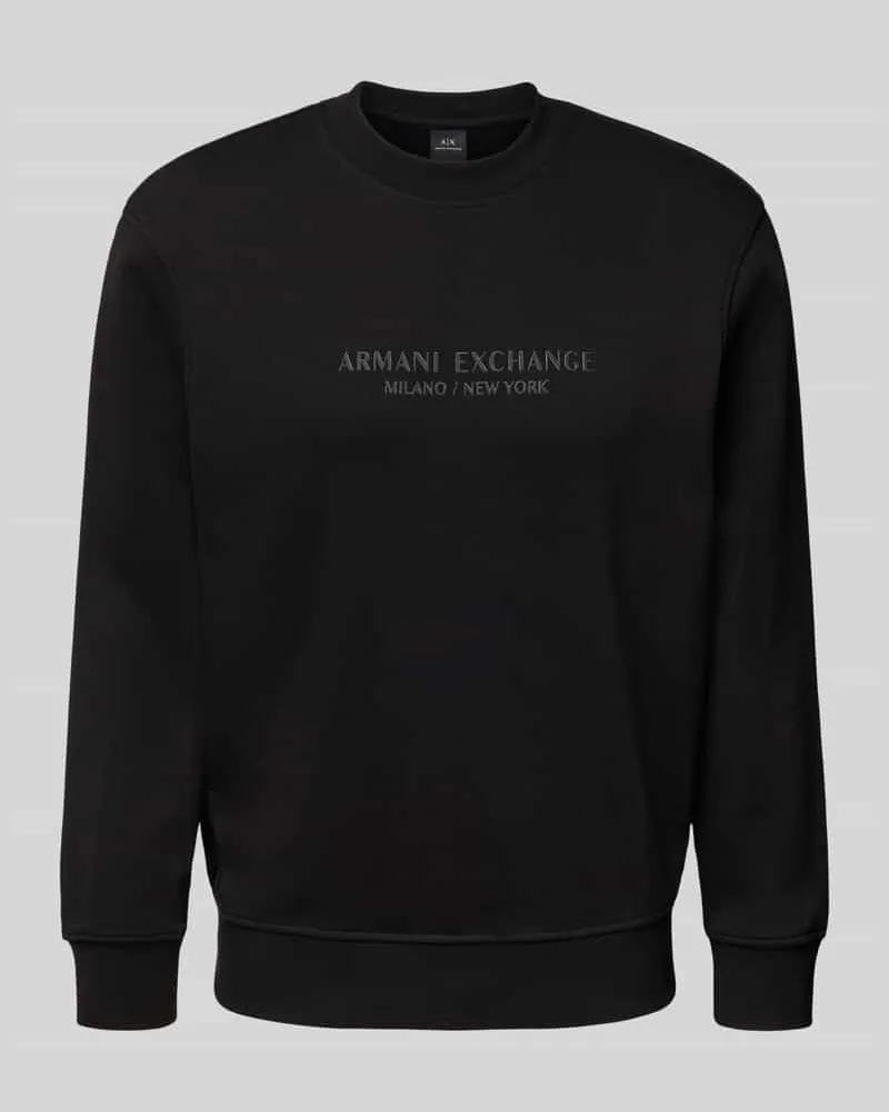 Armani Exchange Sweatshirt mit Label-Print und Rundhalsausschnitt Black