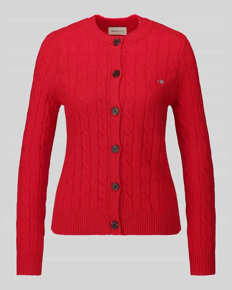 Gant Strickjacke aus Wolle mit Logo-Detail Rot