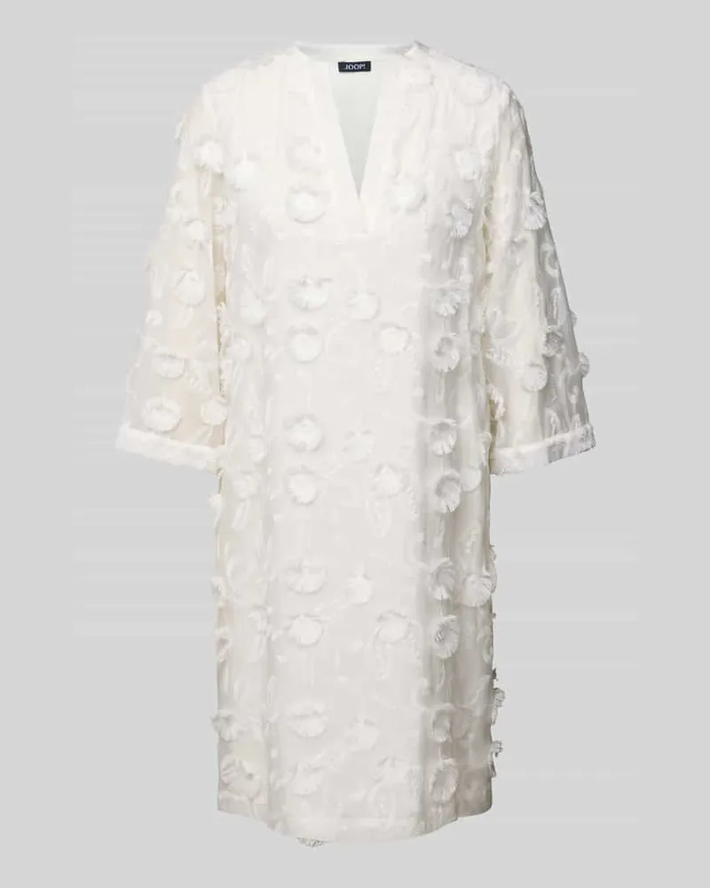 JOOP! Knielanges Kleid mit Taillengürtel Modell 'Delina Offwhite