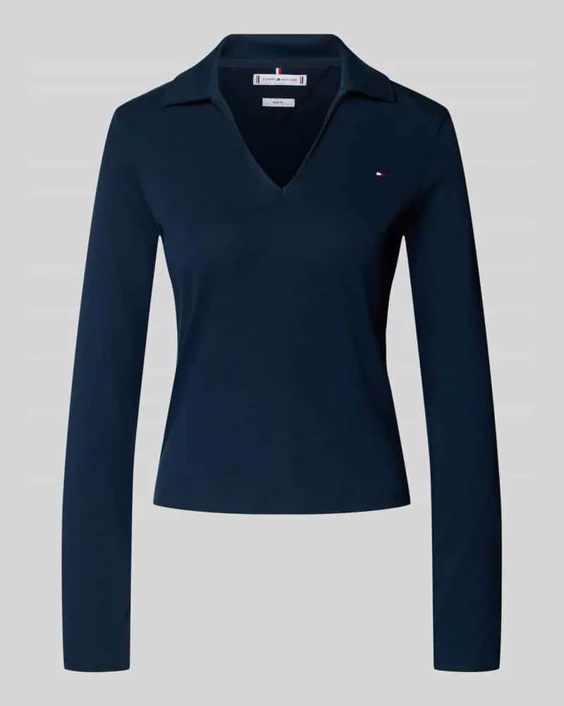 Tommy Hilfiger Slim Fit Langarmshirt aus reiner Baumwolle Marine