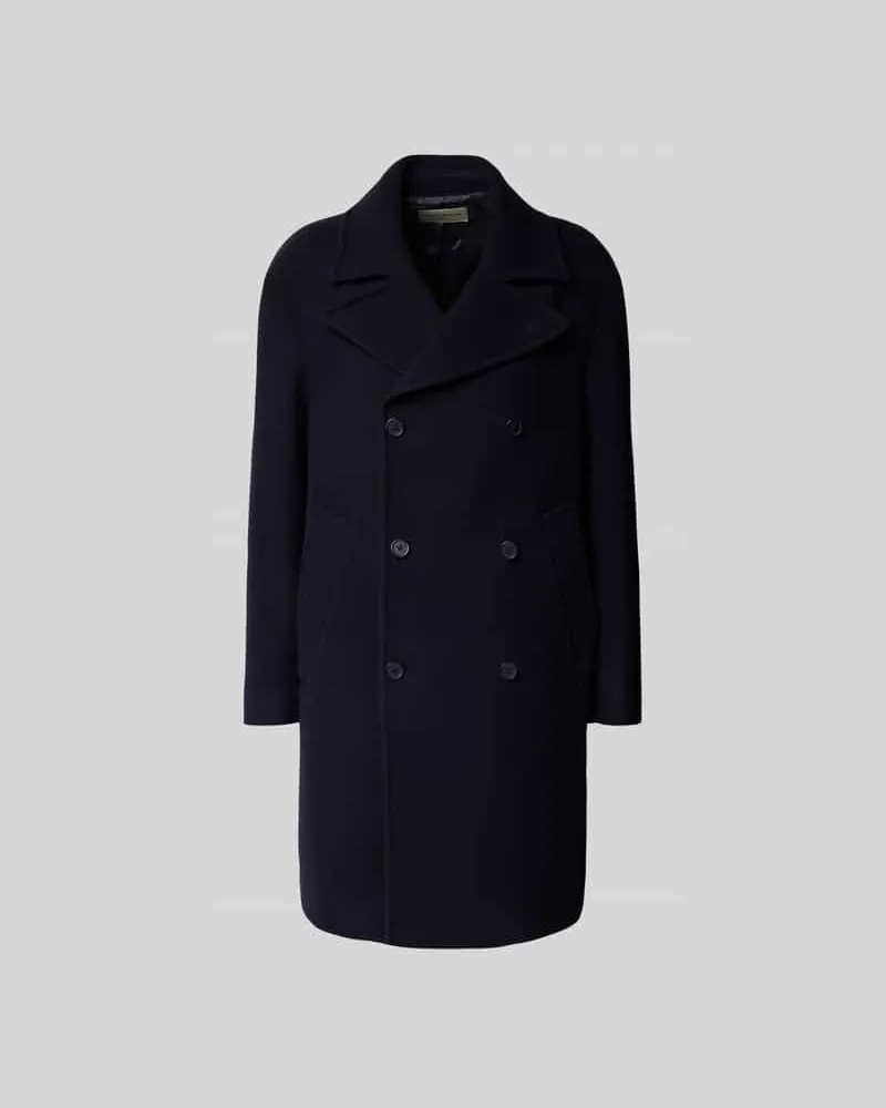 Officine Generale Regular Fit Mantel aus Schurwoll-Mix Dunkelblau