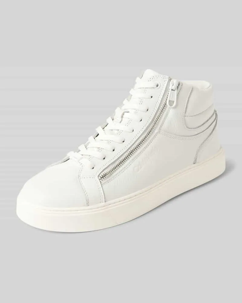 Calvin Klein High Top Ledersneaker mit Reißverschluss Modell 'LACE UP Weiss