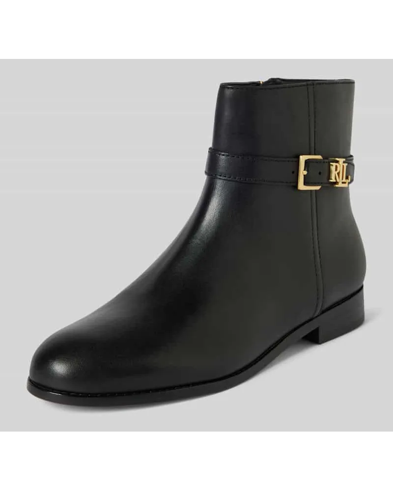 Ralph Lauren Lederboots mit Label-Applikation Modell 'BROOKE Black