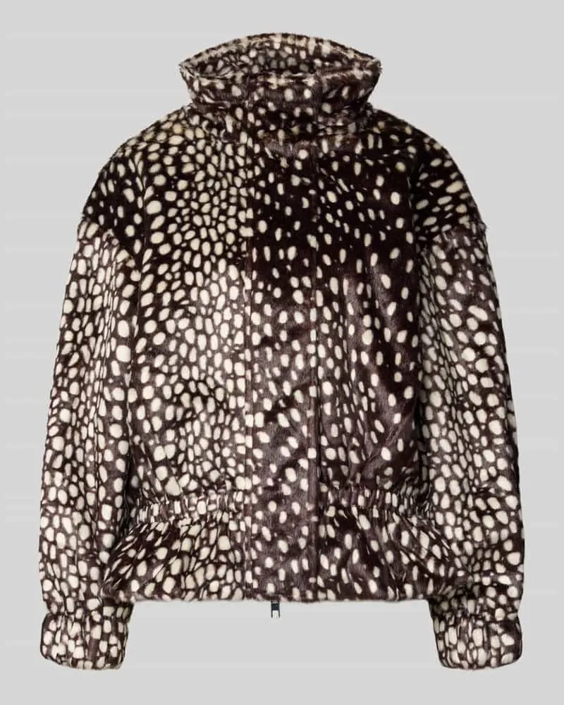 Topshop Regular Fit Webpelzjacke mit Stehkragen Modell 'GAIL Schoko