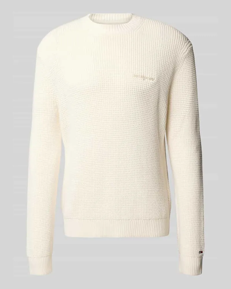 Tommy Hilfiger Regular Fit Strickpullover aus reiner Baumwolle Offwhite