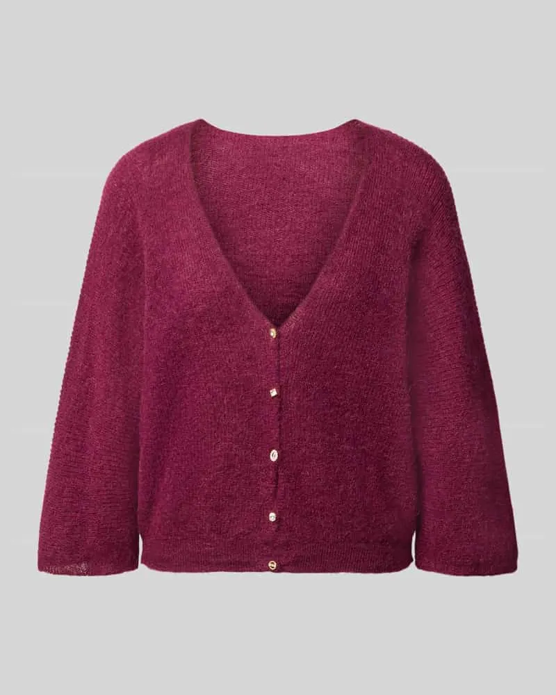 ba&sh Relaxed Fit Cardigan mit Mohair-Alpaka-Anteil Modell 'Isaac Bordeaux