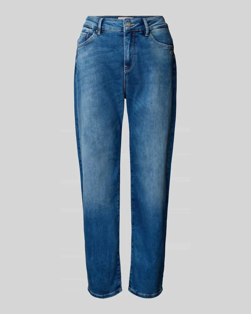 Gang Cropped Jeans im Used-Look mit Label-Detail Hellblau