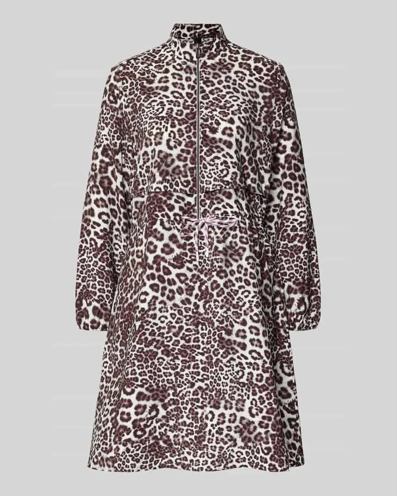 Marc Cain Relaxed Fit Kleid aus Viskose-Mix mit Allover-Animal-Print Sand