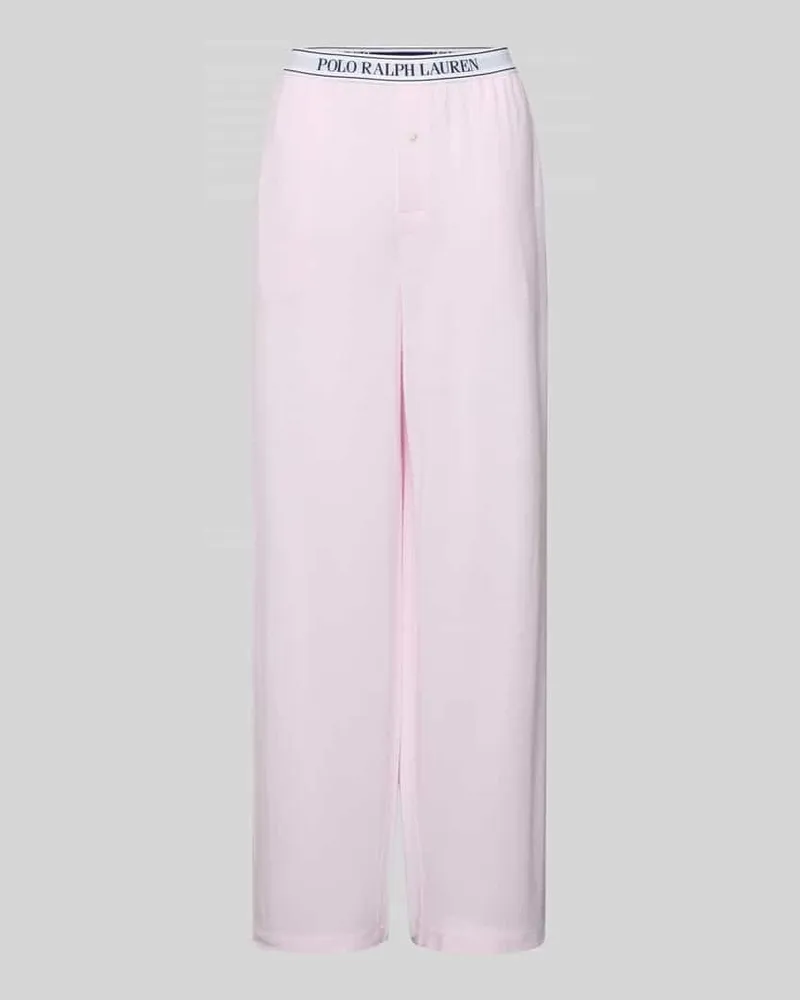 Ralph Lauren Straight Leg Pyjama-Hose mit elastischem Label-Bund Rosa