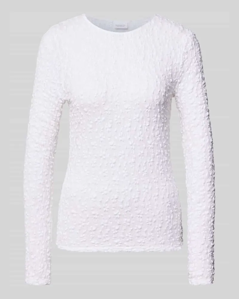 Rich&Royal Slim Fit Longsleeve mit floralem Allover-Detail Offwhite