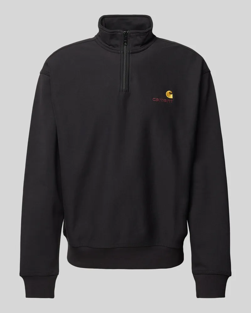 Carhartt WIP Sweatshirt mit Troyer-Kragen Modell 'AMERICAN SCRIPT Black