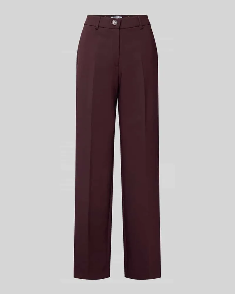 More & More Straight Fit Bundfaltenhose mit Viskose-Anteil Bordeaux
