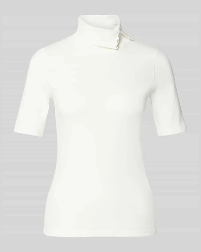 Marc Cain Eng anliegendes T-Shirt aus Baumwoll-Mix mit Rollkragen Offwhite