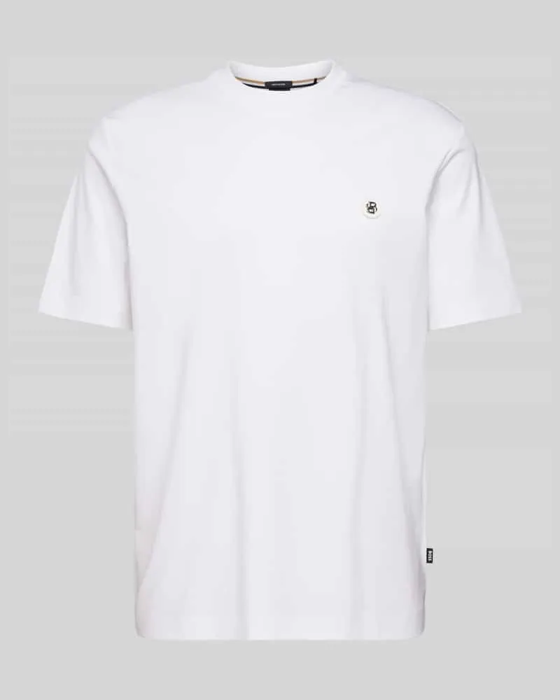 HUGO BOSS T-Shirt mit Label-Patch Modell 'Taut Weiss