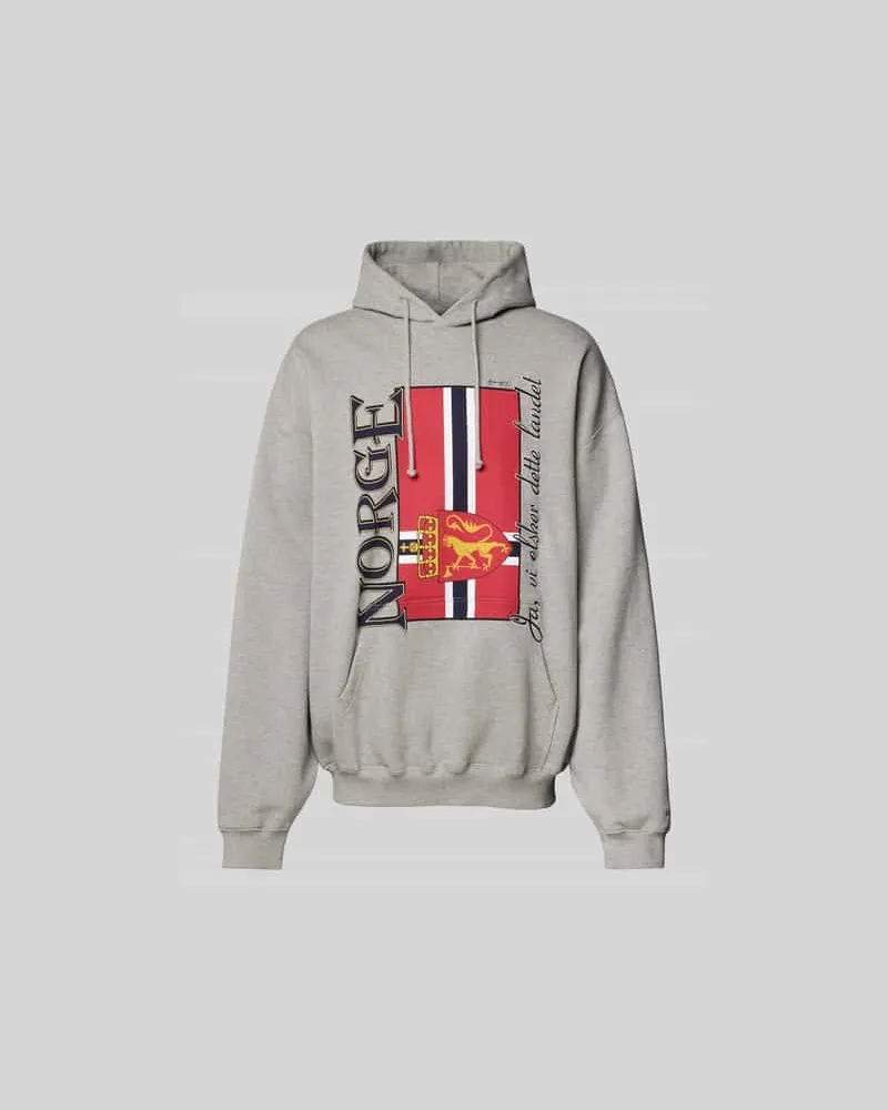 VETEMENTS Oversized Hoodie mit Motiv-Print Mittelgrau