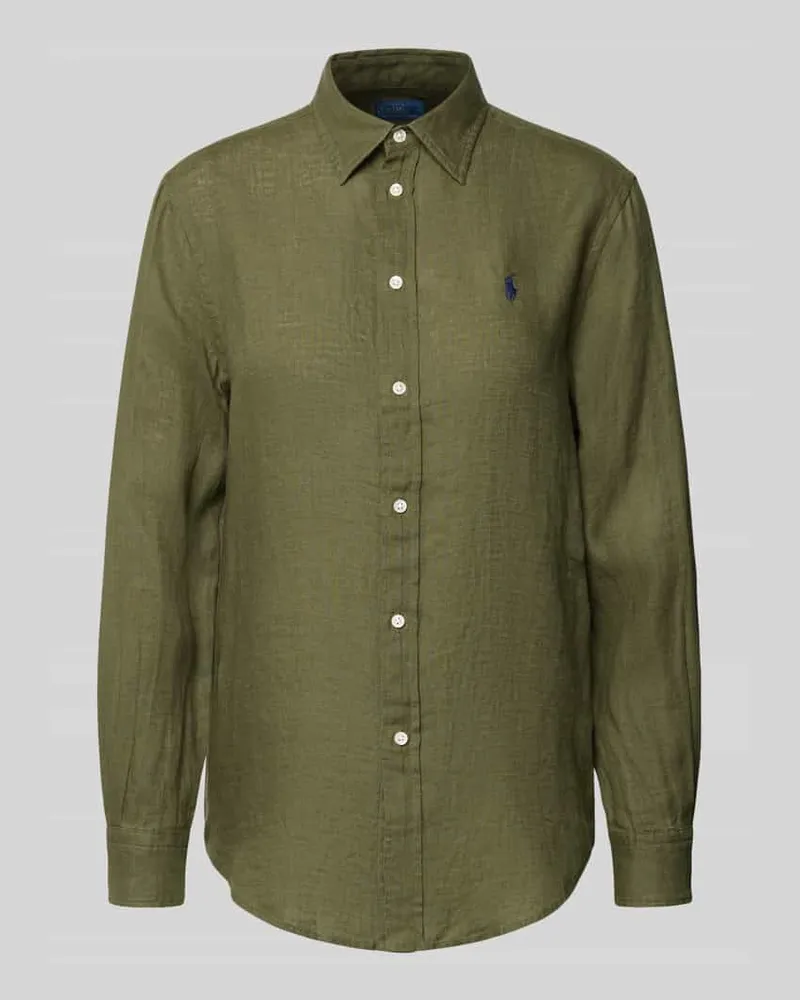 Ralph Lauren Hemdbluse aus reinem Leinen Oliv